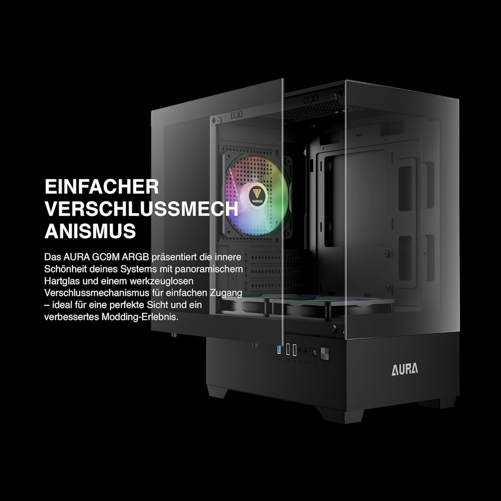 GAMDIAS AURA GC9M ARGB M-ATX Mini Tower Gaming Case (Black)