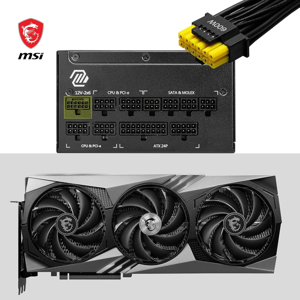 MSI MAG A1000GLS PCIE5 1000W 80+ Gold Fully Modular PCIe 5.0 ATX 3.1 Power Supply Unit