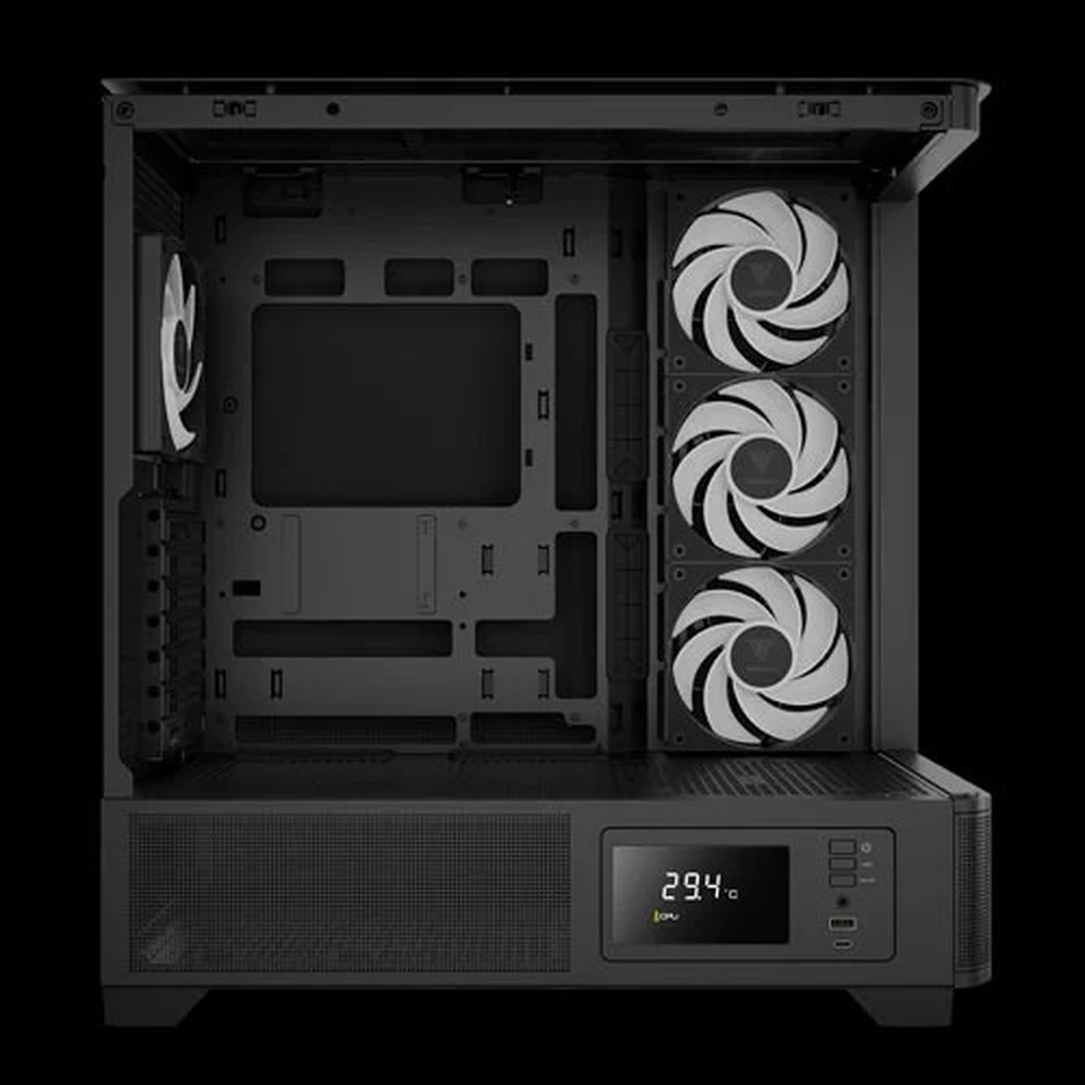 GAMDIAS ATLAS P2 CG ARGB ATX Mid Tower Gaming Case (Black, 270° Curved Glass, Built-in Monitor, 4x120mm ARGB Fans,