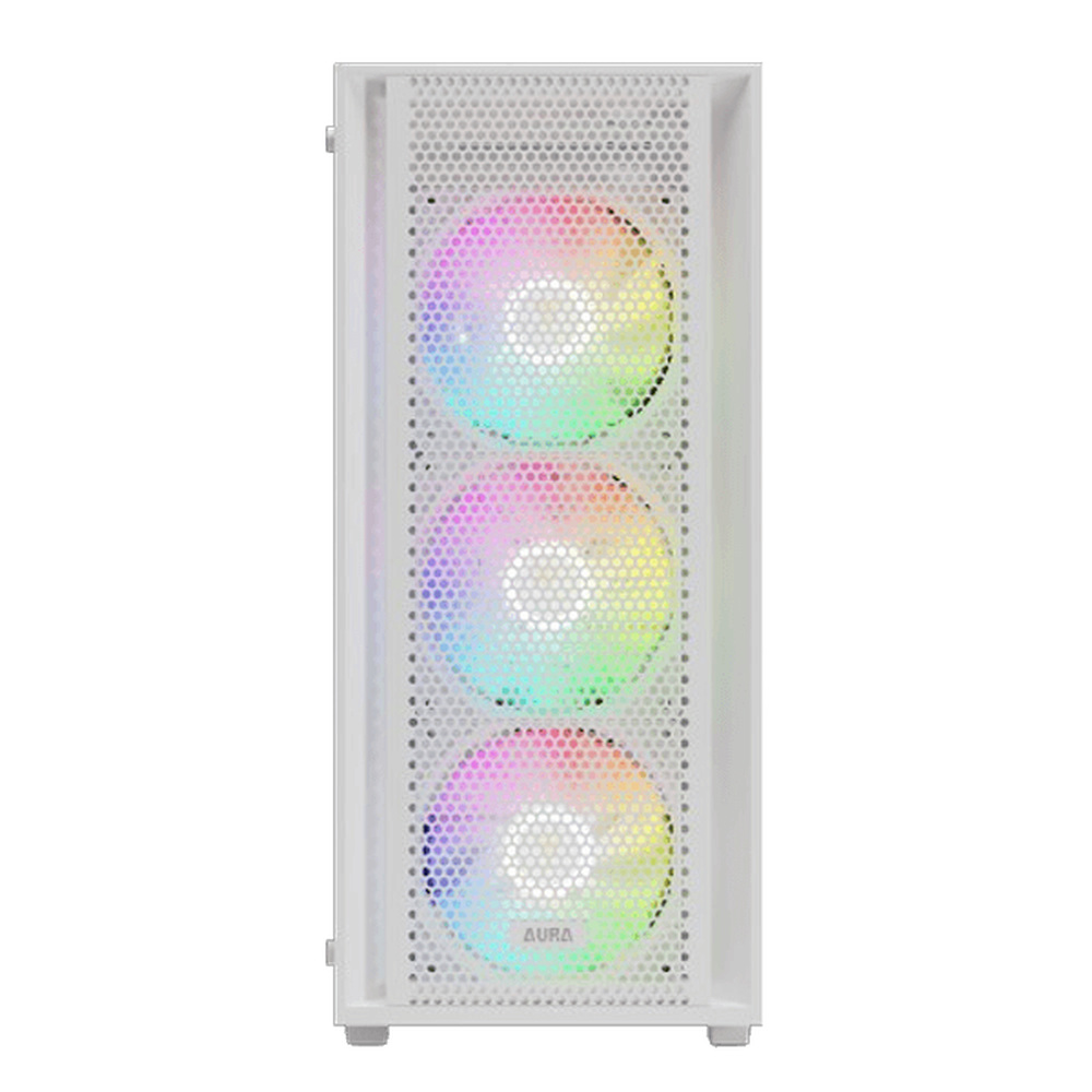GAMDIAS AURA GC2 ELITE WH V2 ARGB ATX Mid Tower Gaming Case (White, Mesh Front, 4x120mm ARGB Fans, Tempered Glass)