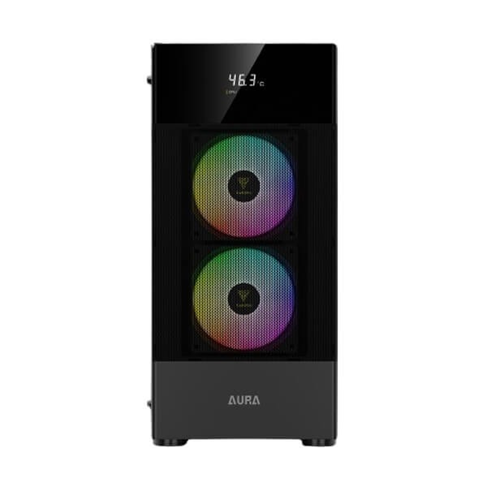 GAMDIAS AURA GC5 Elite ARGB ATX Mid Tower Gaming Case (Digital Display Mesh Front, Black)