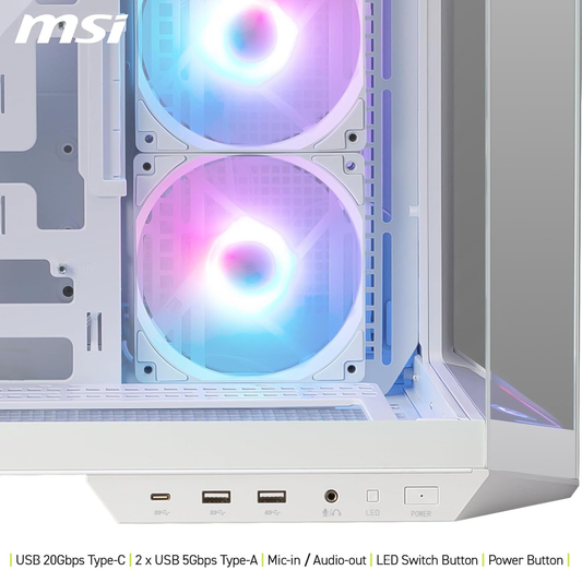 MSI MAG PANO 100R PZ WHITE ARGB ATX Panoramic Mid Tower PC Case