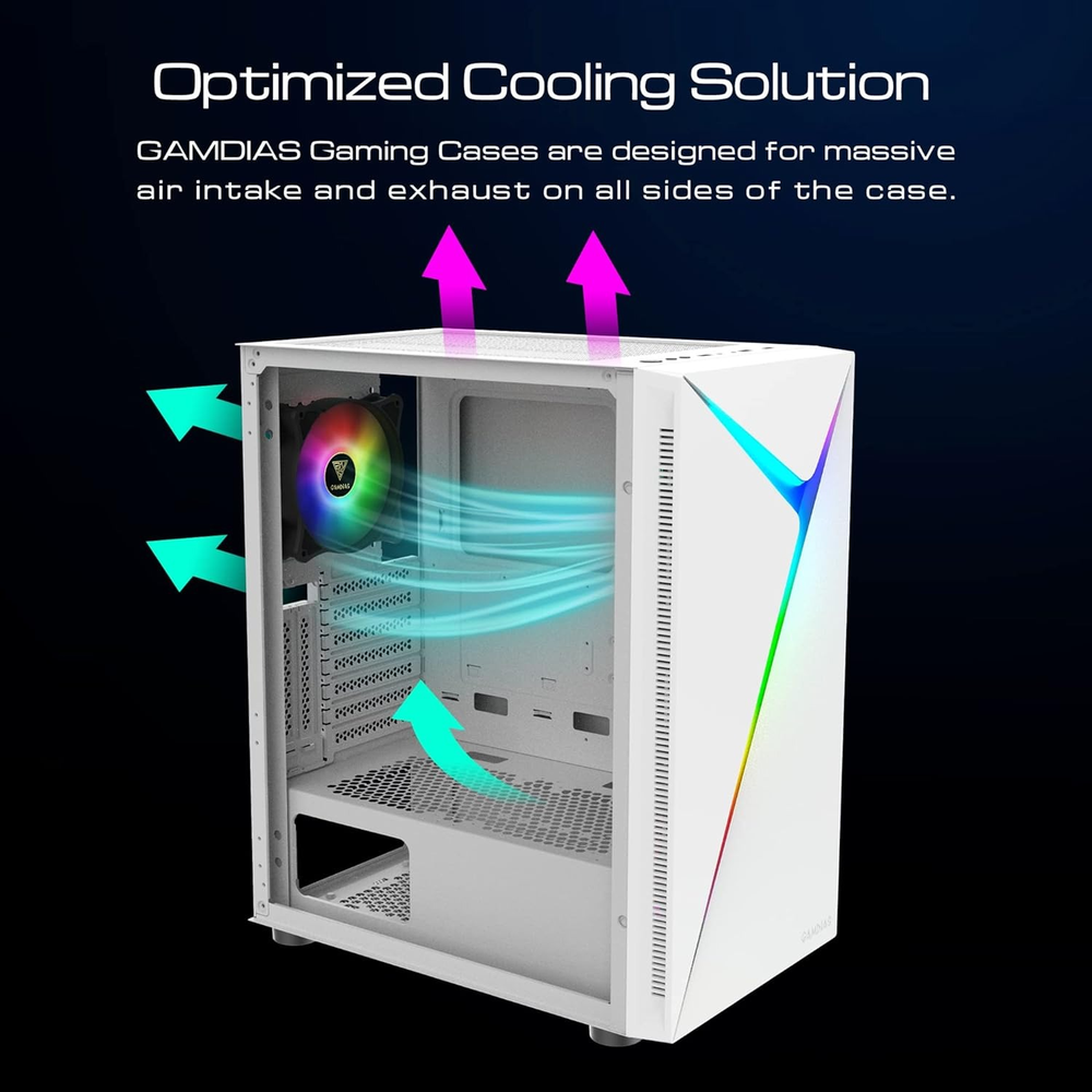 GAMDIAS Argus E4 Elite WH RGB ATX Mid Tower Gaming Case (White)