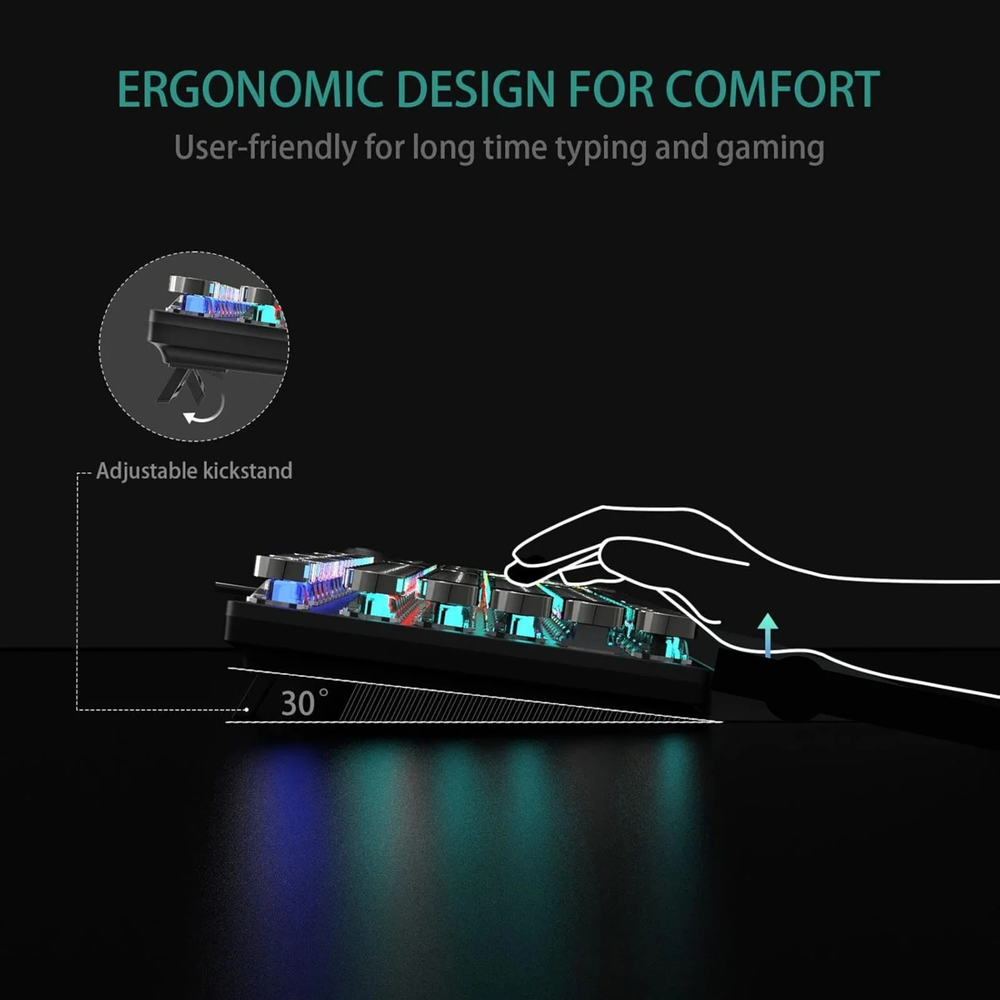 AULA F2088 Typewriter Style Wired Mechanical Gaming Keyboard | Black, Brown Switches, Without Handrest (F2088WHB)