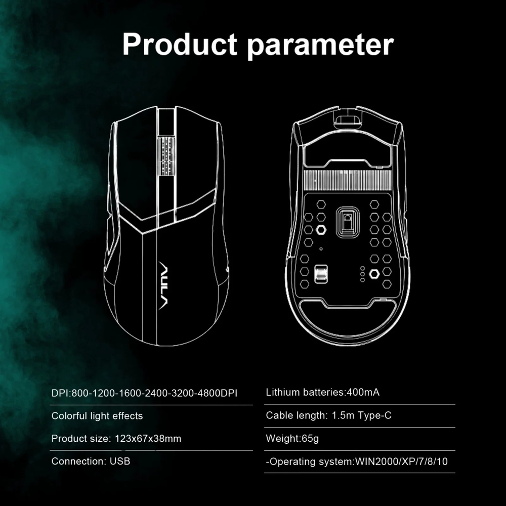 AULA F813 Dual-Mode Wireless RGB Gaming Mouse | Black (F813)