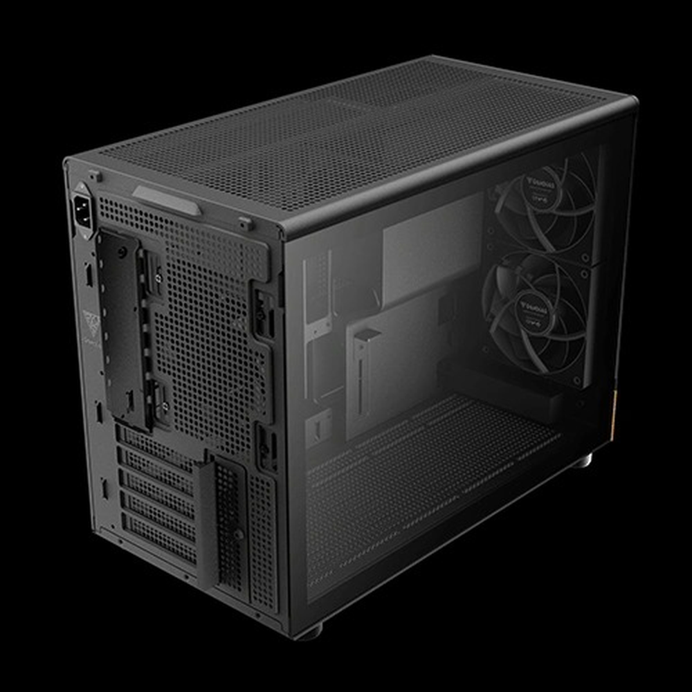 GAMDIAS ATHENA M4M WOOD Micro Tower PC Case (M-ATX, Mesh Front, Real Wood Accent, 3x 120mm Fans, USB-C)