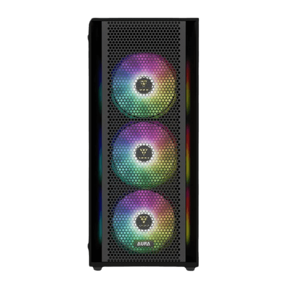 GAMDIAS AURA GC2 ELITE V2 ARGB ATX Mid Tower Gaming Case (Black, Mesh Front, 4x120mm ARGB Fans, Tempered Glass)