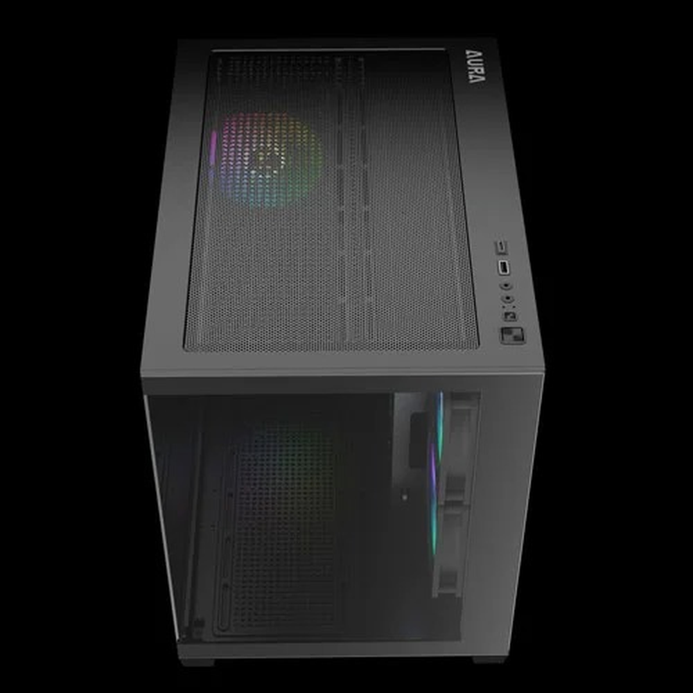 GAMDIAS AURA GC10M V2 ARGB M-ATX Mini Tower Gaming Case (Black)