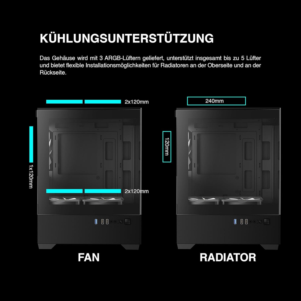 GAMDIAS AURA GC9M ARGB M-ATX Mini Tower Gaming Case (Black)