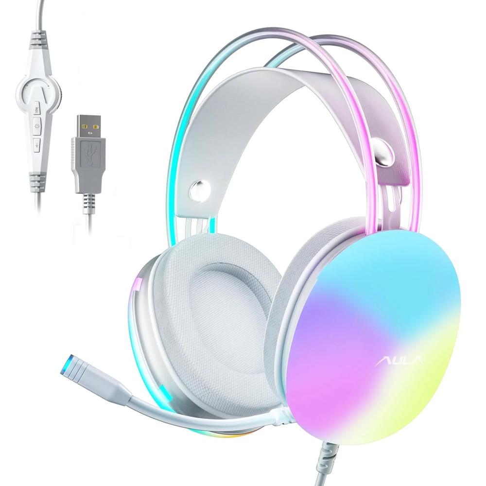 AULA S505 RGB USB Wired Gaming Headset | Pink (S505P)