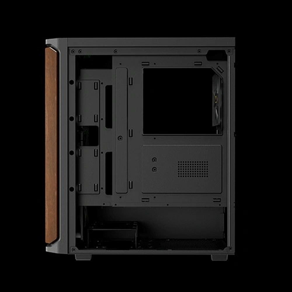 GAMDIAS AURA GC11 Wood Mid Tower PC Case (Wood Accent Mesh Front, 4×120mm Fans, ATX Support, 360mm Radiator, Panoramic Tempered Glass)