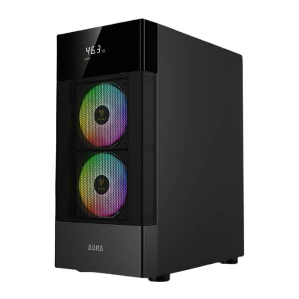 GAMDIAS AURA GC5 Elite ARGB ATX Mid Tower Gaming Case (Digital Display Mesh Front, Black)