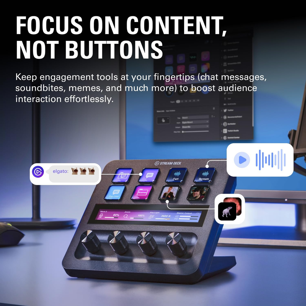 Elgato Stream Deck + Black – Control Surface with LCD Keys, Dials & Touch Strip