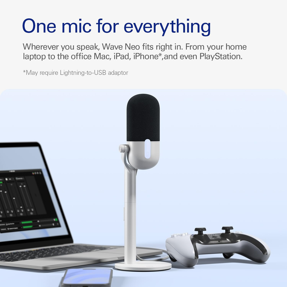 Elgato Wave Neo – USB-C Condenser Microphone with Tap-to-Mute & Wave Link