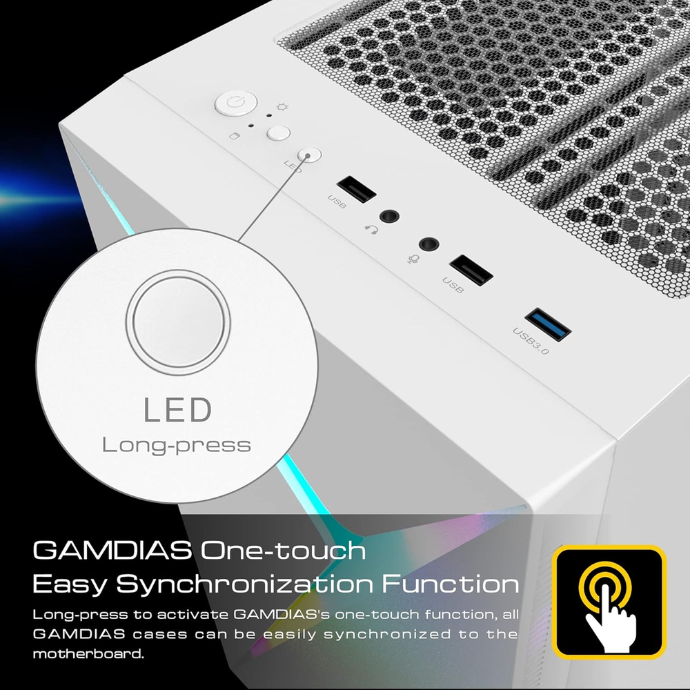 GAMDIAS Argus E4 Elite WH RGB ATX Mid Tower Gaming Case (White)