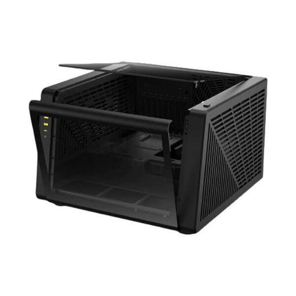 GAMDIAS NESO P1 B E-ATX Full-Tower PC Case (Black, Dual-Chamber, Trapezoid, Panoramic Glass)