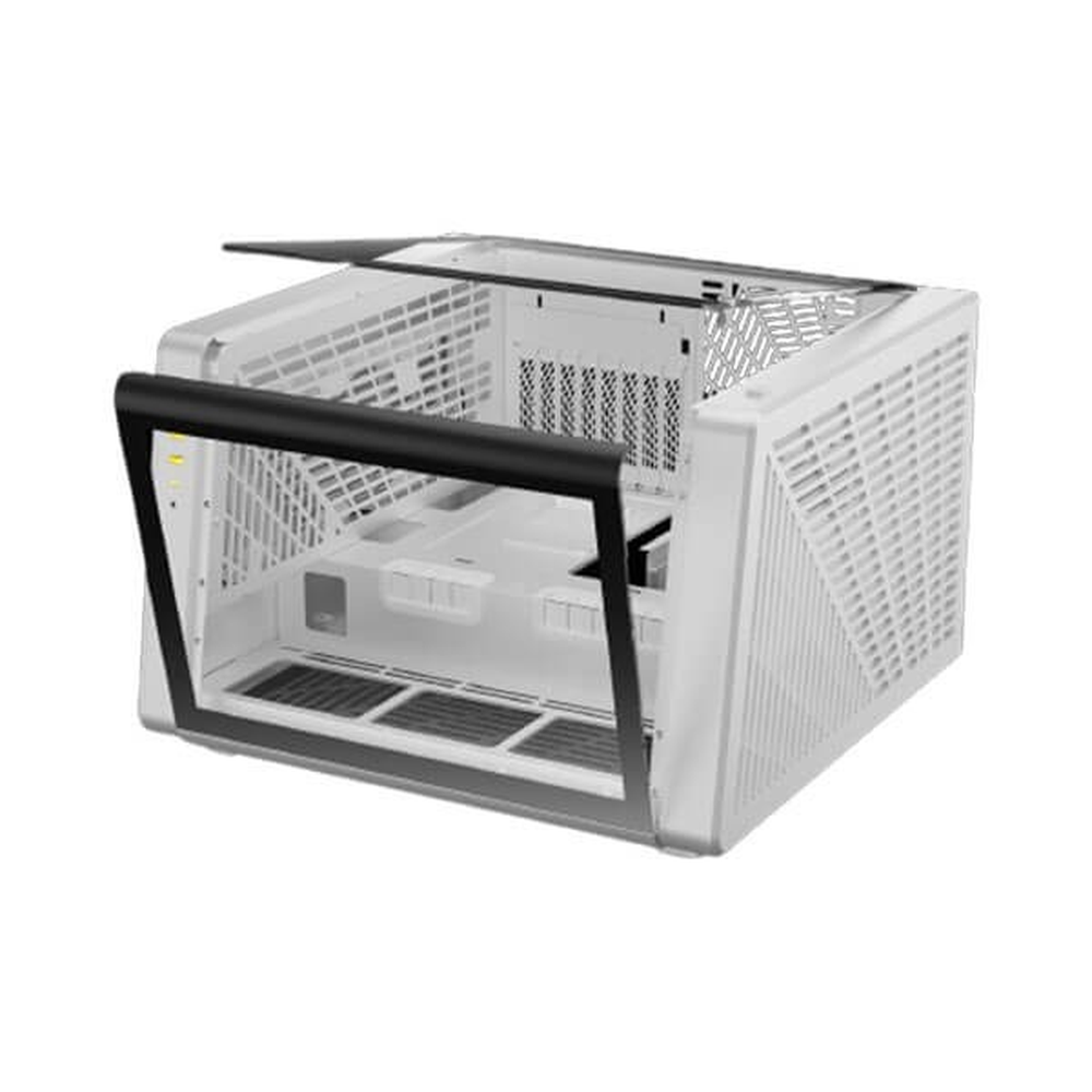 GAMDIAS NESO P1 W E-ATX Full-Tower PC Case (White, Dual-Chamber, Trapezoid, Panoramic Glass)