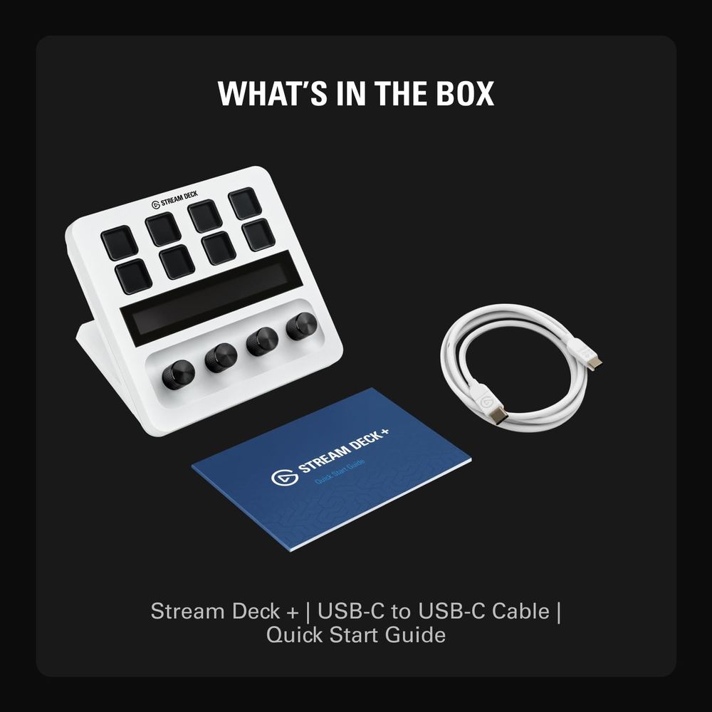 Elgato Stream Deck + White – Control Surface with LCD Keys, Dials & Touch Strip