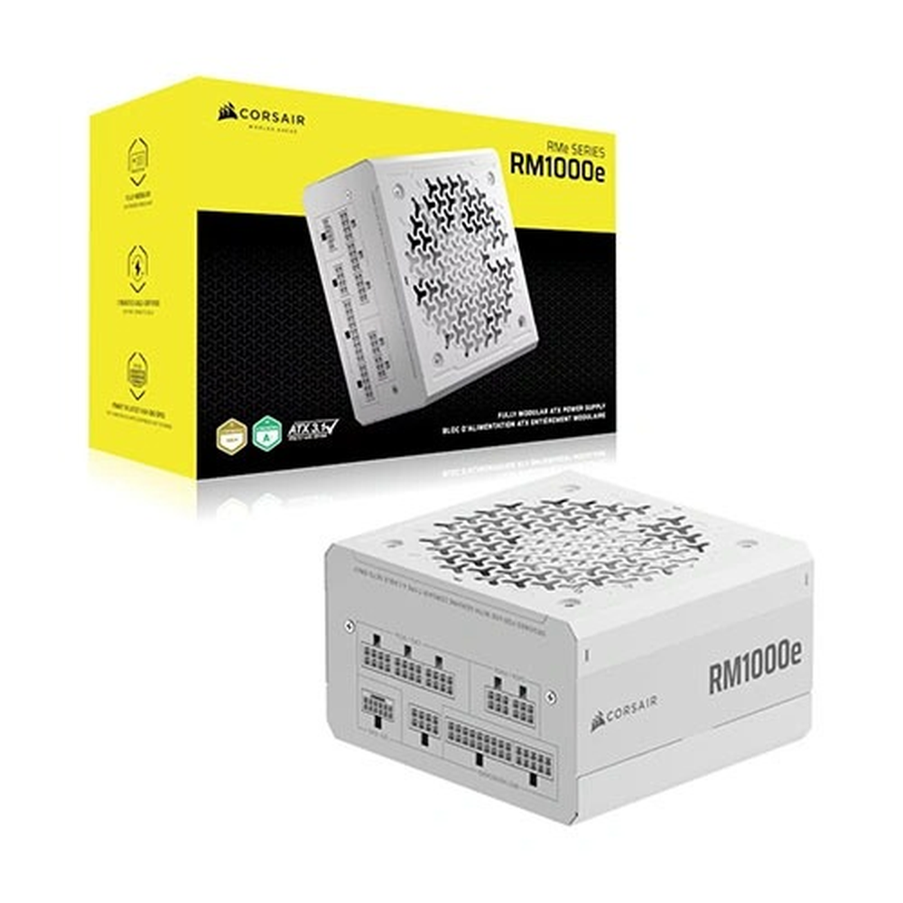 RMe White Series, RM1000e White, 1000 Watt, Cybenetics Gold Certified, Fully Modular Power Supply