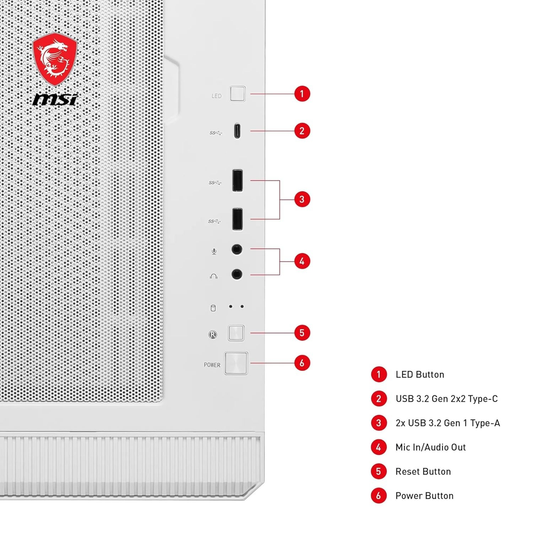 MSI MPG VELOX 100R WHITE ARGB ATX Mid Tower PC Case