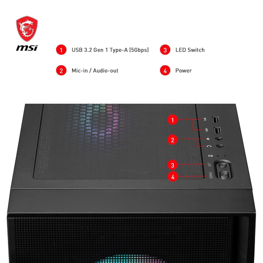 MSI MAG FORGE 320R AIRFLOW ARGB ATX Mid Tower PC Case