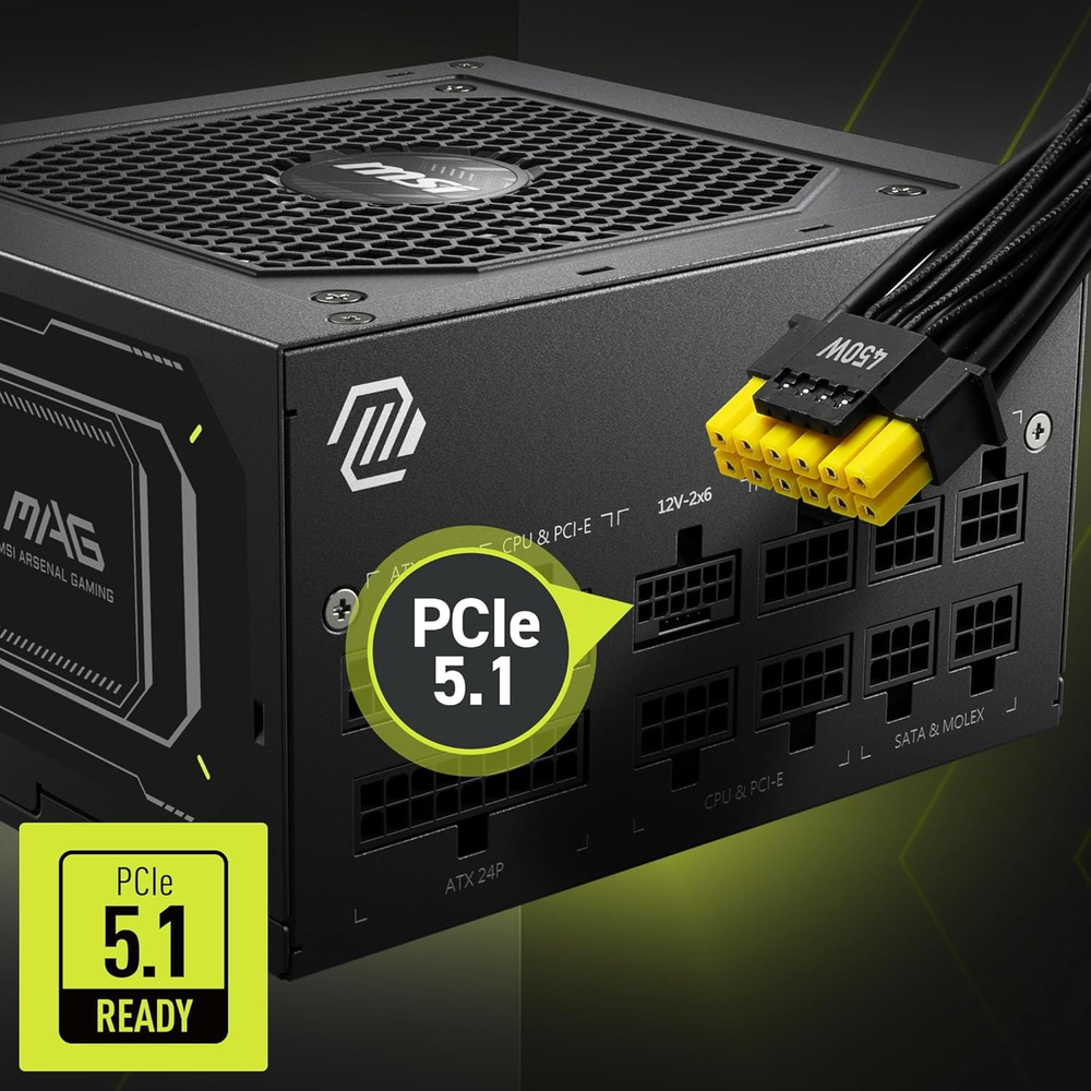 MSI MAG A750GL PCIE5 750W 80+ Gold Fully Modular PCIe 5.0 ATX 3.1 Power Supply Unit