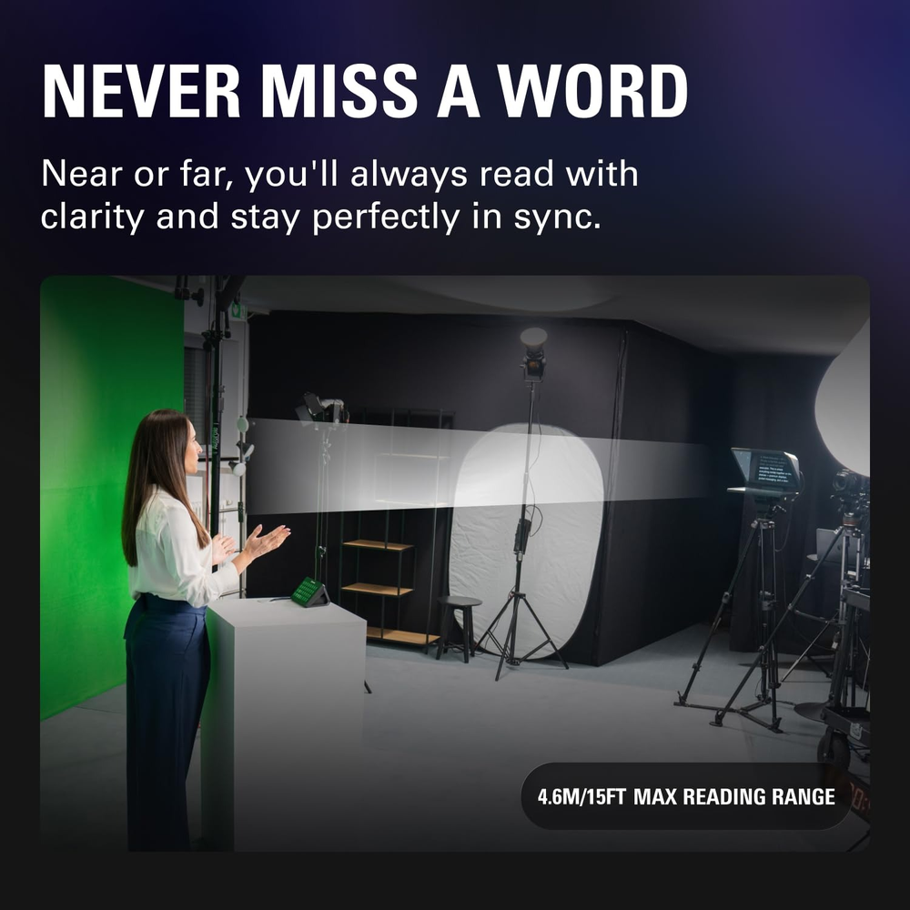 Elgato Prompter XL - All-in-One Studio Teleprompter with 15.6" Full HD Display, Detachable Monitor, and Voice Sync