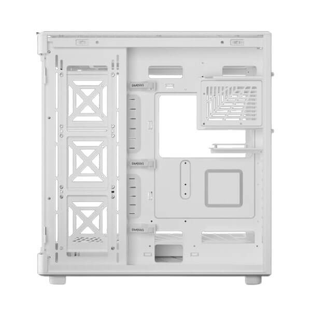 GAMDIAS NESO P1 W E-ATX Full-Tower PC Case (White, Dual-Chamber, Trapezoid, Panoramic Glass)
