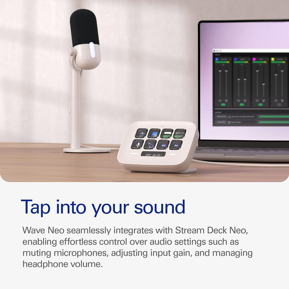 Elgato Wave Neo – USB-C Condenser Microphone with Tap-to-Mute & Wave Link