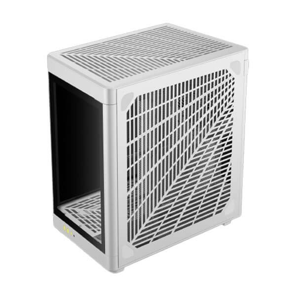 GAMDIAS NESO P1 W E-ATX Full-Tower PC Case (White, Dual-Chamber, Trapezoid, Panoramic Glass)