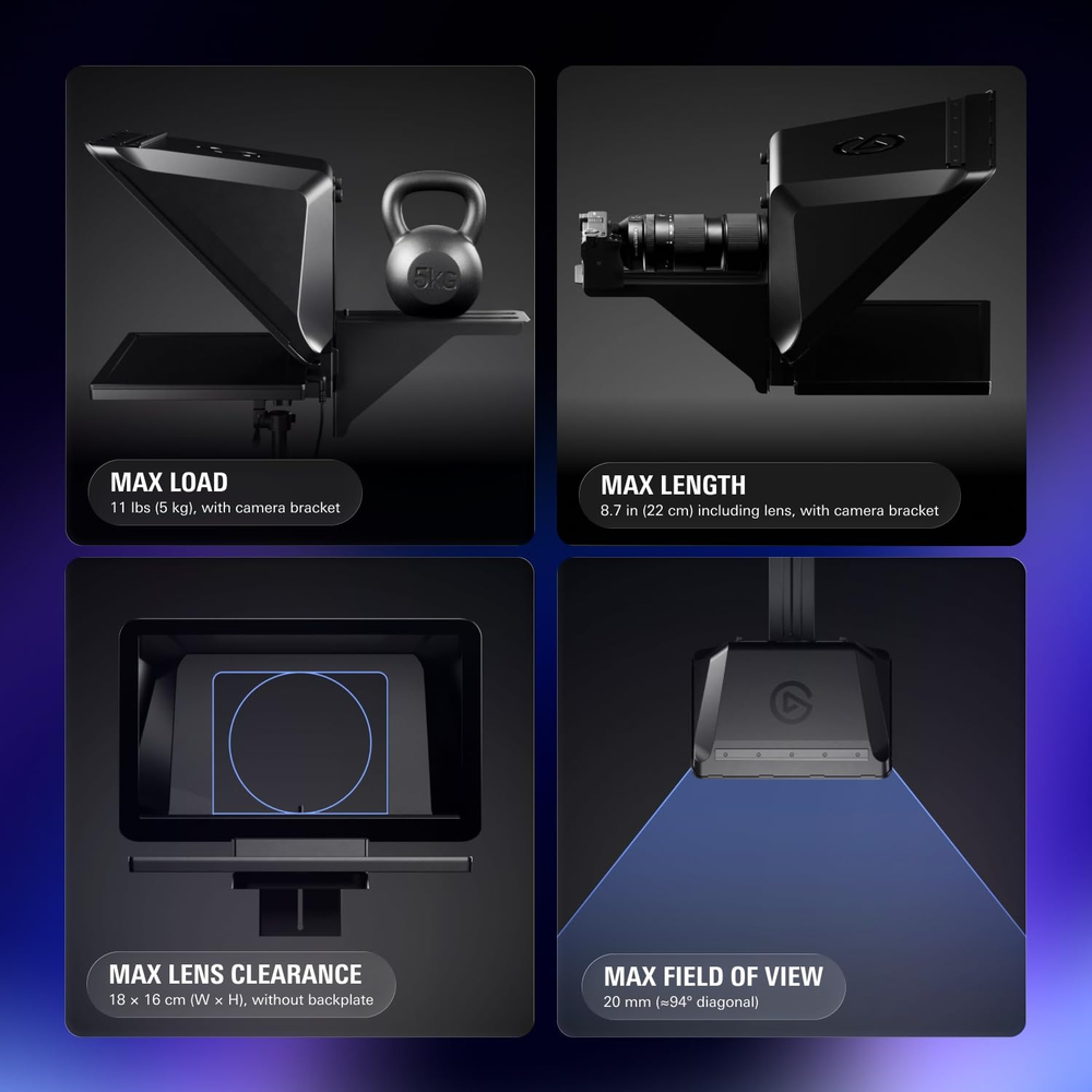Elgato Prompter XL - All-in-One Studio Teleprompter with 15.6" Full HD Display, Detachable Monitor, and Voice Sync
