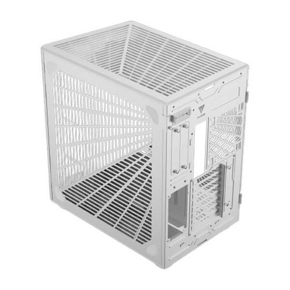 GAMDIAS NESO P1 W E-ATX Full-Tower PC Case (White, Dual-Chamber, Trapezoid, Panoramic Glass)