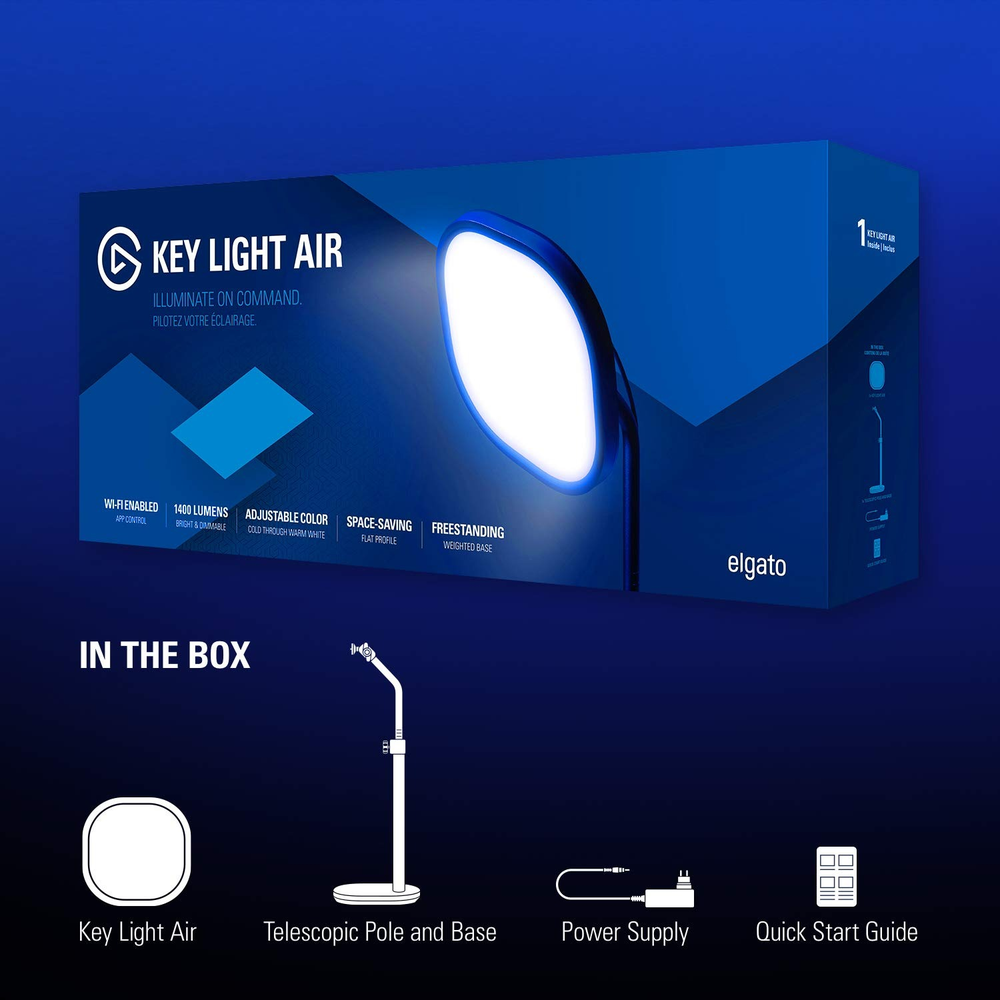 Elgato Key Light Air – Wi-Fi LED Desk Light for Streaming with 1400 Lumens & App Control