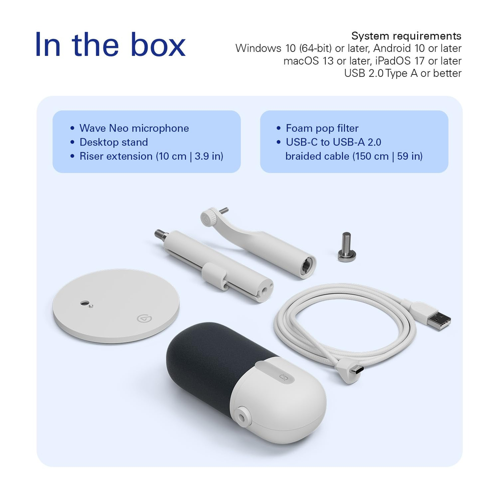 Elgato Wave Neo – USB-C Condenser Microphone with Tap-to-Mute & Wave Link