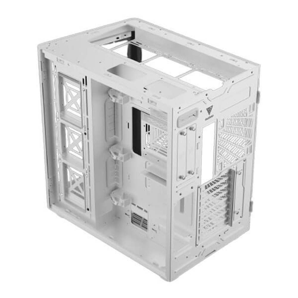GAMDIAS NESO P1 W E-ATX Full-Tower PC Case (White, Dual-Chamber, Trapezoid, Panoramic Glass)