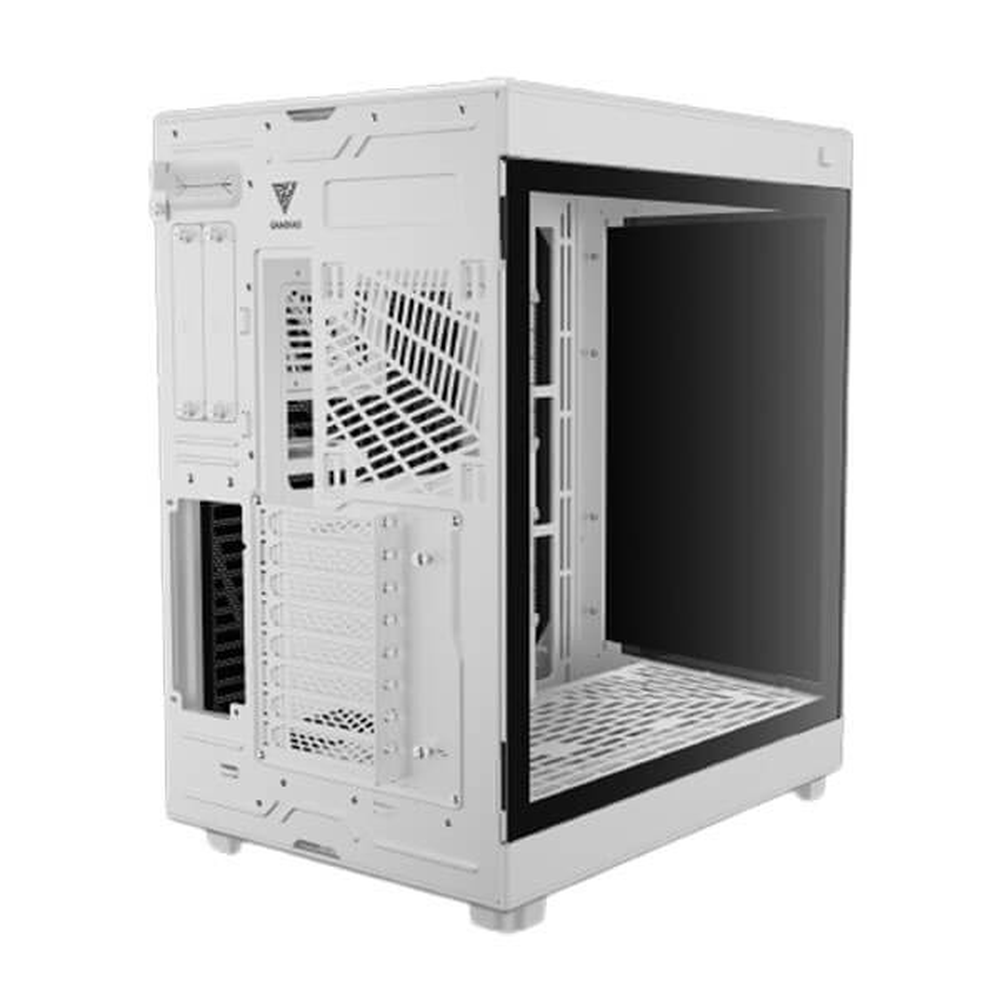 GAMDIAS NESO P1 W E-ATX Full-Tower PC Case (White, Dual-Chamber, Trapezoid, Panoramic Glass)