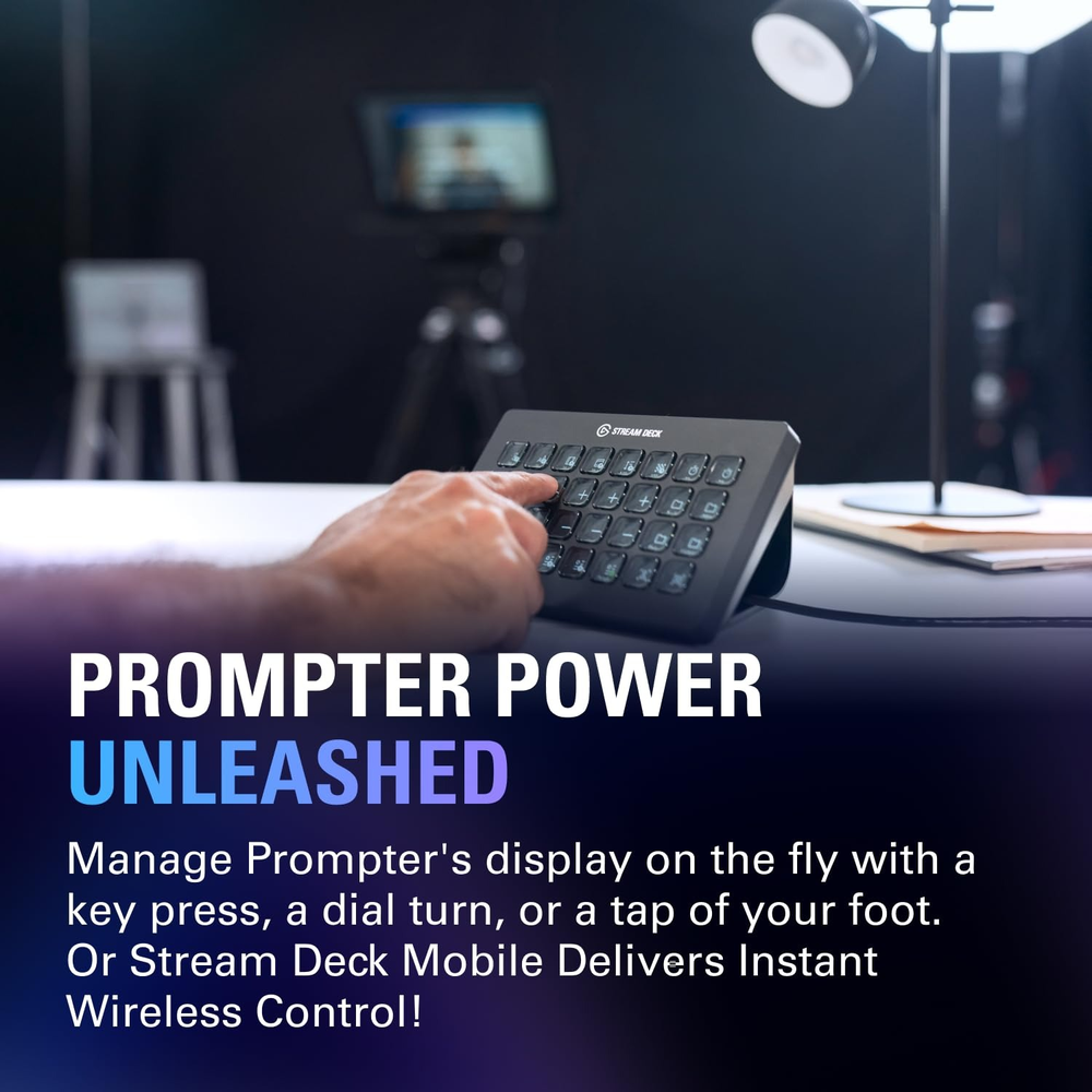 Elgato Prompter XL - All-in-One Studio Teleprompter with 15.6" Full HD Display, Detachable Monitor, and Voice Sync
