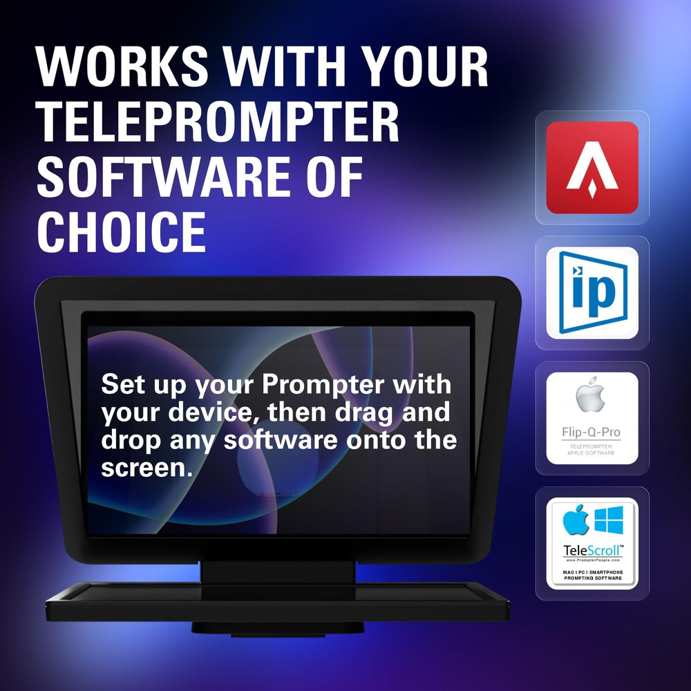 Elgato Prompter XL - All-in-One Studio Teleprompter with 15.6" Full HD Display, Detachable Monitor, and Voice Sync