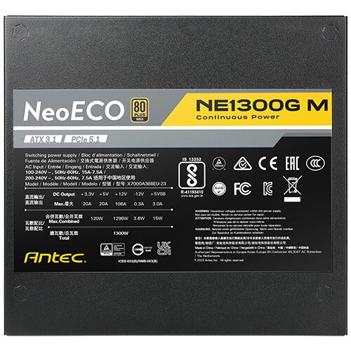 Antec NE1300G M ATX 3.1 NeoECO Gold Modular 1300W 80 Plus Gold Fully Modular Power Supply