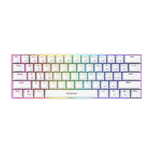 GAMDIAS HERMES E3 WH RGB 60% Mechanical Gaming Keyboard (White, Blue/Red Switch Options, 61 Keys, 19 Lighting Effects)