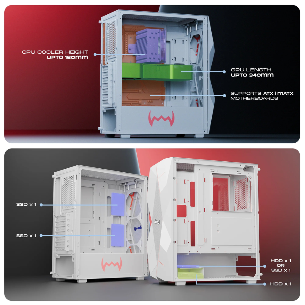 Dawg V 240 Mid Tower Chassis White