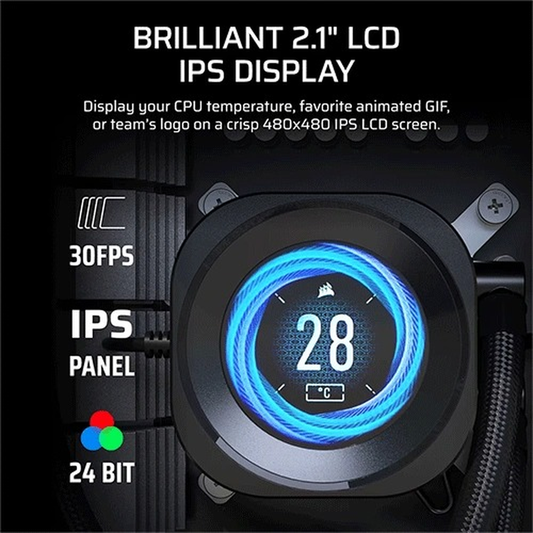 CORSAIR NAUTILUS 240 LCD, 240mm Radiator, Liquid CPU Cooler With Heatsink