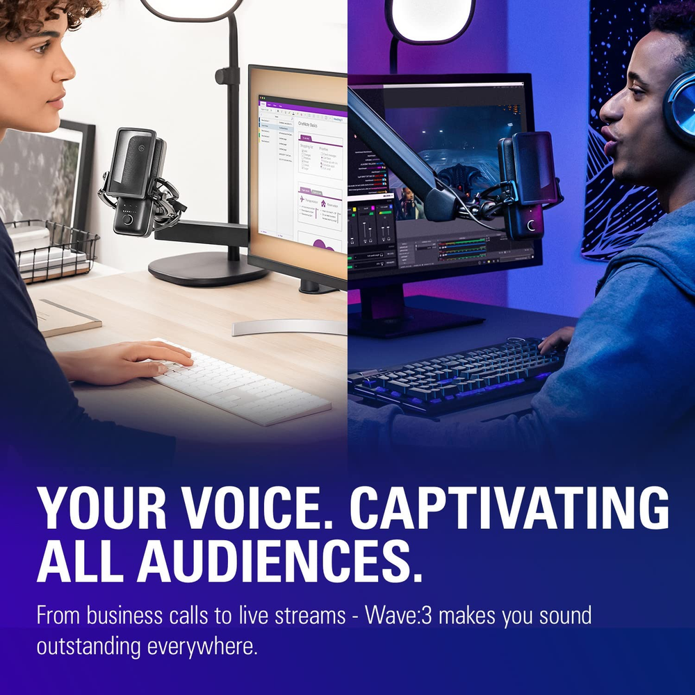 Elgato Wave:3 - Premium USB Condenser Microphone with Clipguard Technology and Wave Link Mixing Software