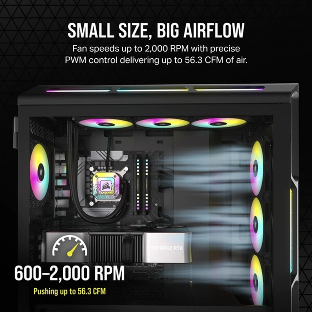 Corsair Fan iCUE AF120 RGB SLIM 120mm  — Black Twin Pack