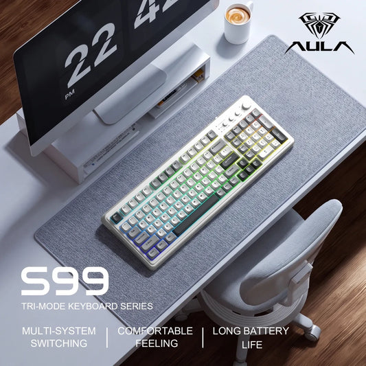 AULA S99 Mechanical Keyboard Grey & White