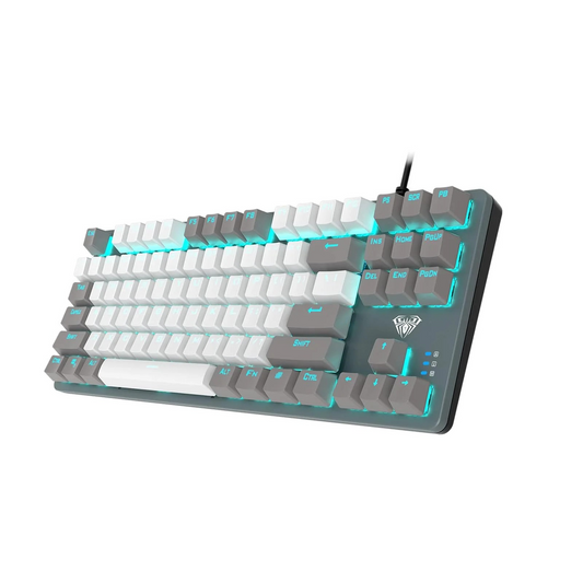 AULA F3287 TKL Wired Mechanical Gaming Keyboard | Grey White, Blue Switch (F3287GW)