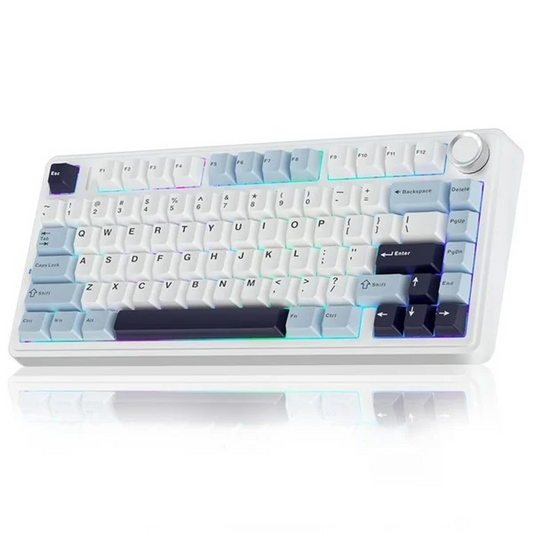 AULA F75 75% Wireless Trio Mode Mechanical Gaming Keyboard With Knob | Ice Blue, Reaper Switch (F75IUR)