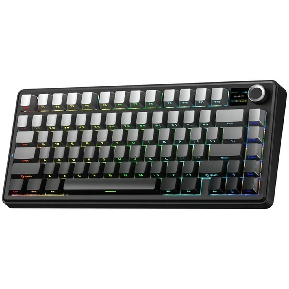 AULA F75 Max Side-Engraved Keycaps Wireless 3 in 1 Mechanical Gaming Keyboard with Screen & Knob | Gradient Gray, Reaper Switch (F75MaxGrR)