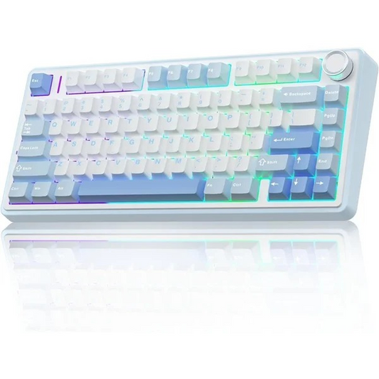 AULA F75 75% Wireless Trio Mode Mechanical Gaming Keyboard With Knob | Sea Blue, Gray (F75SUW)