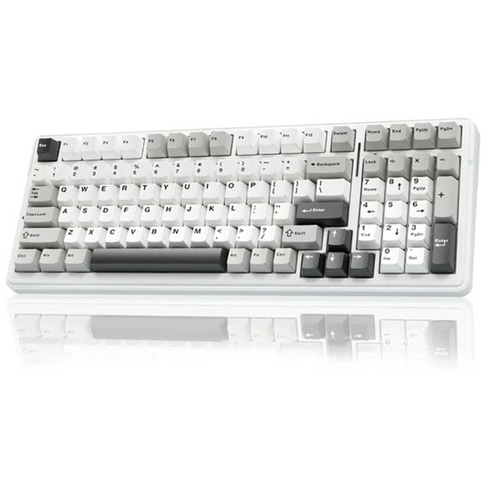AULA F99 96% Tri-Mode Wireless Mechanical Gaming Keyboard with Knob | Gray White, Graywood (F99GrWW) Switch